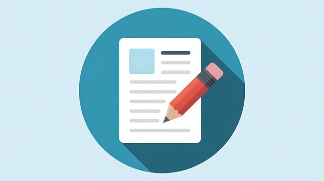 Document icon with a pencil for writing and editing
