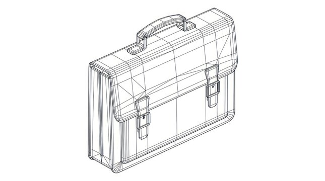 Wireframe illustration of a briefcase a classic business accessory presented in minimalist style