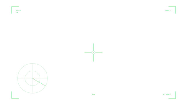 Helicopter game gun HUD viewfinder overlay, transparent PNG