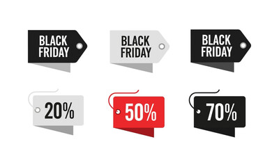 Fototapeta premium Black Friday promotional sales tags and discount labels.