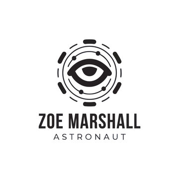 Minimalist Logo Design for Astronaut Zoe Marshall Featuring an Eye and Tech Circles
