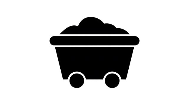 Black mining cart icon with coal