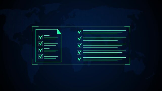 checklist and clipboard task documentation management, checklist questionnaire assessment form, 4k animation verification, online exam Choosing the right answer in the exam of document,4k video.