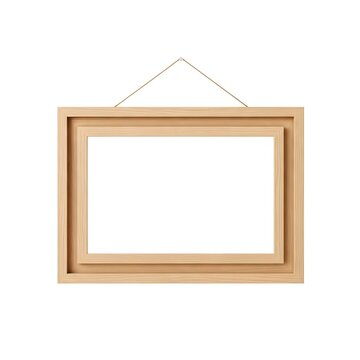 Minimalist wooden picture frame hanging on wall