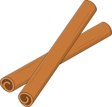 Cinnamon Sticks Vector Illustration. Spice Ingredient Design Element Isolated on White Background