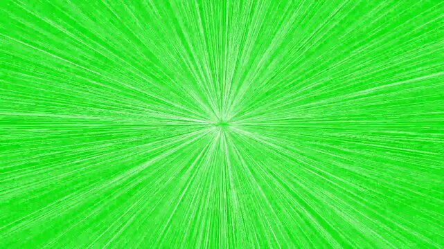 White comic speed trails rushing across a green background, anime-style acceleration animation with seamless looping radial motion for action transitions and visual effects in 4K.