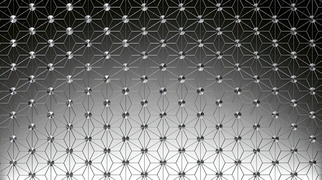 Geometric pattern of interconnected hexagons and diamonds with small circular embellishments
