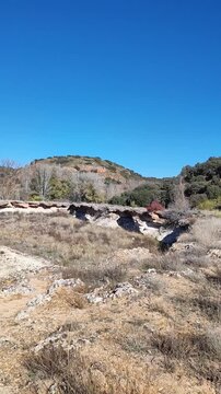   Parque Natural de las Lagunas de Ruidera. Castilla - La Mancha. Espa&ntilde;a. El travertino. Las barreras de toba. 