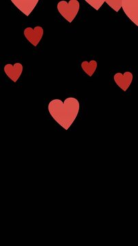 Love, romance, and Valentine's Day celebration concept represented by rising beating red hearts. Chroma key green screen with alpha channel.