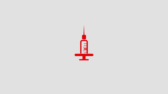 Syringe Injection Vaccine Vaccination Medical Healthcare Icon Animation on Black Background