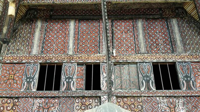 old wooden window traditional house in toraja tongkonan indonesia