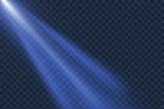 Blue spotlights for background effects and light overlays. Vector spotlights for dark backgrounds.