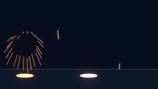 Golden willow fireworks bursting over a calm lake at night seamless loop 4K background
