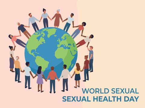 People holding hands around earth for world sexual health day