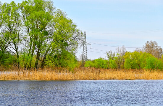 High voltage power line over Dnieper