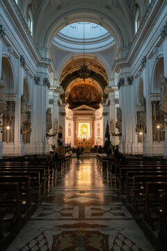 Palermo, Italy; 1st January 2026: This image shows the frescoed apse by Mariano Rossi located in the Cathedral of Palermo in Sicily, Italy