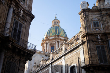 Obraz premium Palermo, Italy; 1st January 2026: Dome of the Church of San Giuseppe dei Teatini