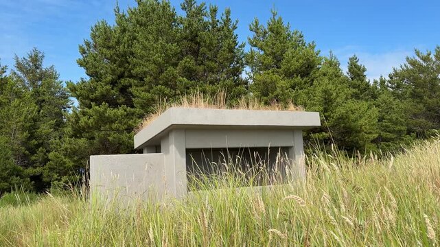 Wildlife viewing bunker at Fort Stevens State Park in Hammond, Oregon.