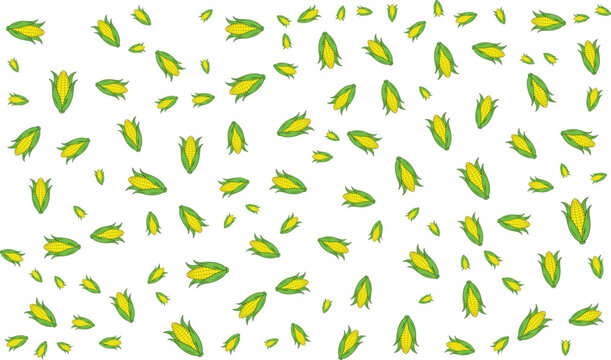 Seamless Corn Kernel Pattern With Green Husk Accents