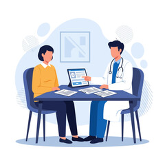 Fototapeta premium Medical Consultation Doctor And Patient Meeting Discussing Health Records