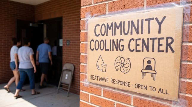 Community Cooling Center Signage Offering Heatwave Safety