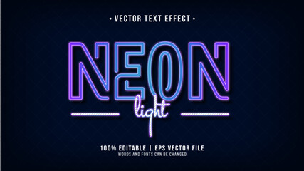 Editable neon light typography effect with glowing purple style for gaming, nightlife, technology, and modern branding projects. © aditya