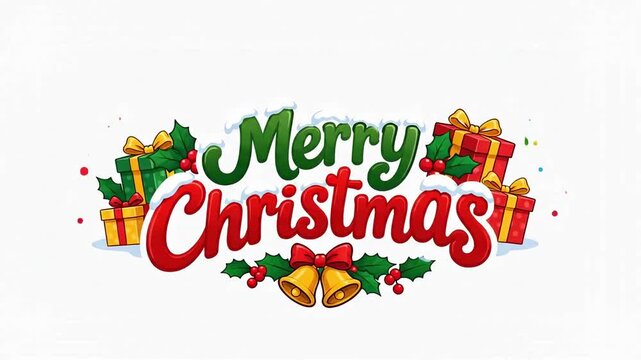 animation of text merry christmas with santa