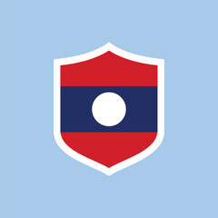 Obraz premium Laos Flag Shield Badge Icon Flat National Emblem