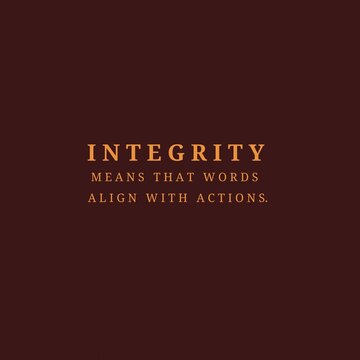 Motivational quote typography background with integrity definition on dark background for inspirational design and social media