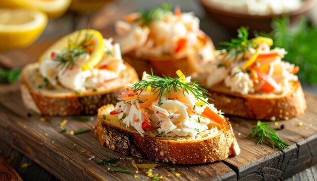 Krabben-Dill-Canap&eacute;s