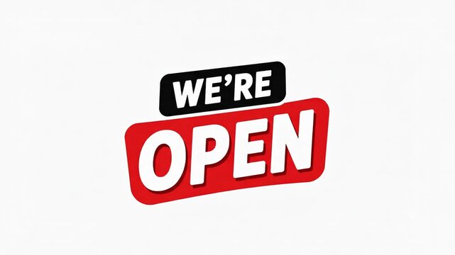 Come in we're open hanging sign on white background