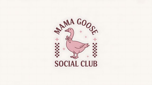 Mama goose social club cute pink badge design