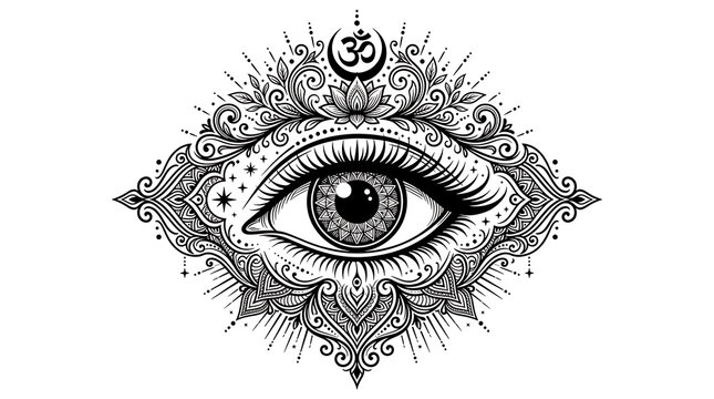 Close-up stylized eye with pixelated dots