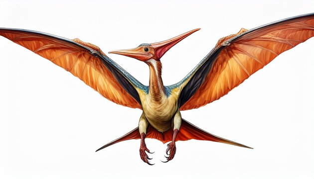 Pterodactyl Dinosaur Bird On Isolated White Background