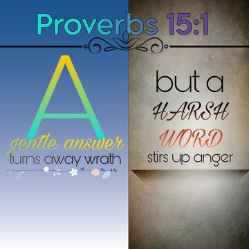 Depiction Of Proverbs 15:1, Highlighting The Significance Of Soft Answers Versus Harsh Words, Conveying A Serious Message