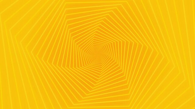Abstract yellow background with a hypnotic geometric hexagon spiral pattern creating an optical illusion of depth and movement for modern graphic design projects