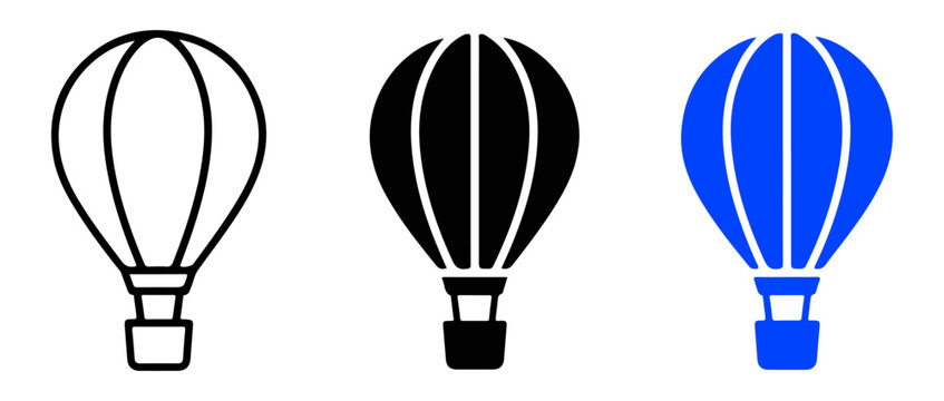 Air balloon set. Set of minimalist colored icons on a white background