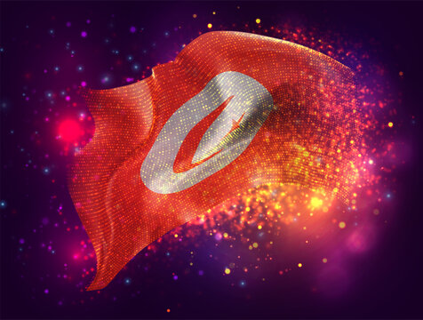 Tunisia, vector 3d flag with a splash of paint dots, explosion of colored dots
