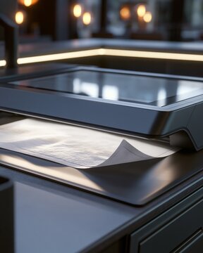 Commercial Scanner Glass with Paper on Customer Service Counter