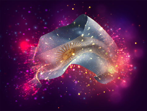 Argentina, vector 3d flag with a splash of paint dots, explosion of colored dots