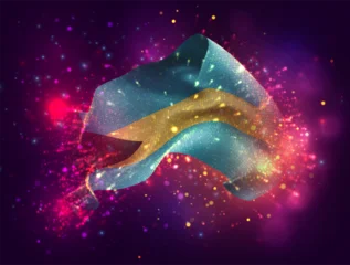 Bahamas, vector 3d flag with a splash of paint dots, explosion of colored dots © coffeemill
