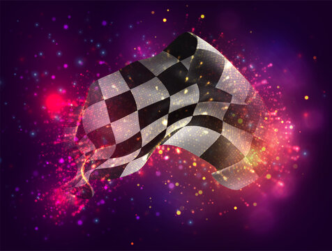 Finish, vector 3d flag with a splash of paint dots, explosion of colored dots