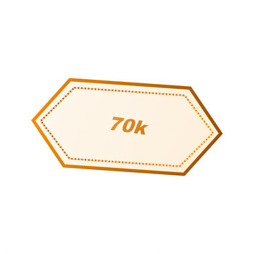 Orange decorative badge with 70k text