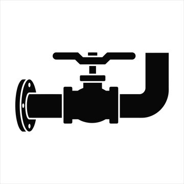 Pipe Valve Solid Icon - Plumbing Shut-off Valve with Handle, Industrial Pipeline Control and Water Flow Regulation Glyph Vector Illustration