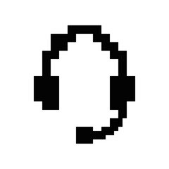 Fototapeta premium Pixel Art Headphones Icon - Retro Gaming and Music Symbol