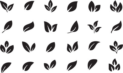 Fototapeta premium Black Leaf Silhouettes On White Background Vector Illustration Collection
