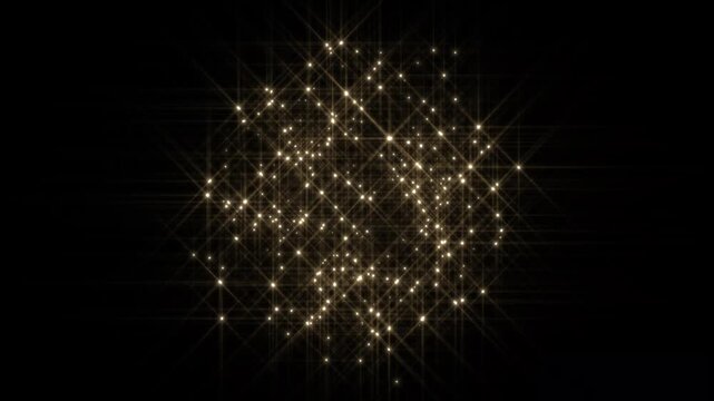 Shining glittering gold stars, animated sparkle glitter on black screen, sparkling transition effect, shiny starburst effect for transition, magic star blast glitter sparkle trail.4k loop animation
