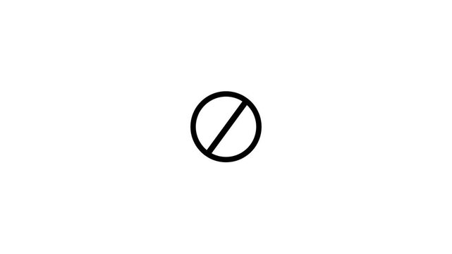 Black Prohibited Access Denied Symbol Motion Graphic Animation with Circular Loading Progress Bar Indicator and Warning Error Message Icon on White Background for Web App UI Design