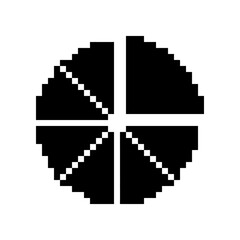 Fototapeta premium Pixelated Circle Icon with Geometric Divisions and White Accents