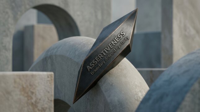 Assertiveness sculpture with boundary defined by clarity text